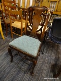 ANTIQUE FIDDLE BACK CHAIR; BEAUTIFUL ANTIQUE FIDDLE BACK CHAIR WITH AN IVY UPHOLSTERED SEAT. THIS