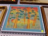 FRAMED PERSONALIZED PRINT; THIS IS A PRINT OF TREES AND A MOUNTAIN IN THE SUNSET. IT SAYS 