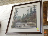 FRAMED NATURE PRINT; NATURE PRINT OF A RIVER SCENE BY BURTON DYE (1993) NUMBERED 673/1000. FRAMED IN