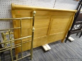WOODEN QUEEN SIZED HEADBOARD; QUEEN SIZE WOODEN HEADBOARD WITH CURVED SIDE RAILS (TOP OF THE RIGHT