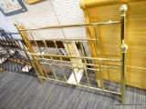 BRASS FULL SIZED HEAD AND FOOTBOARD; THIS FULL SIZED BRASS BED HAS BALL TOPPED POSTS (MISSING ONE ON