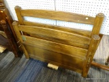 WOODEN TWIN HEAD AND FOOTBOARD; SOLID WOOD TWIN SIZED BED WITH TWO BACK RAILS ON THE HEAD BOARD AND