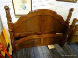 WOODEN QUEEN SIZED HEADBOARD AND FOOTBOARD; QUEEN SIZE WOODEN HEADBOARD WITH TURNED POSTS, ARCHED