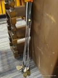 LOT OF GOLF CLUBS; THIS LOT CONTAINS 6 DIFFERENT GOLF CLUBS, ALL BY VARIOUS MAKERS AND SIZES.