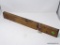 ANTIQUE STANLEY WOODEN LEVEL; #907, PATENT DATES ARE 1862 AND 1872, MEASURES 26.5 IN X 3.5 IN X 1.5