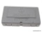 RUGER GUN CASE; HARDSIDED GREY PLASTIC CASE WITH WHITE LABEL ON END, MADE FOR A .44 MAGNUM HANDGUN,