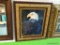 (WALL) FRAMED BALD EAGLE PRINT; MEASURES 25 IN WIDE AND 29 IN TALL.