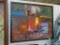 (WALL) ORIGINAL ABSTRACT PAINTING; RECTANGULAR IMAGE IN A BLACK FRAME. VERY MODERN AND COLORFUL,