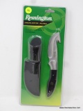 REMINGTON INSIGNIA EDITION FIXED BLADE KNIFE; NEW IN ORIGINAL PACKAGING, COMES WITH SHEATH. 8 INCH