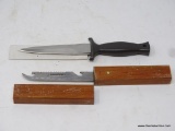PARKER BROTHERS KNIFE AND FLOATING FISH KNIFE; 2 TOTAL KNIVES, ONE IS A PARKER BROTHERS BOOT KNIFE