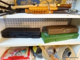 3 CASE SHELF LOT; TOTAL OF 3 HARD SIDED LIDDED CASES. ONE IS BLACK AND IS A GUN CLEANING KIT FROM