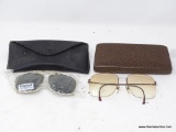 GLASSES; PAIR OF VERY NICE GLASSES WITH CLIP-ON SUNGLASS ATTACHMENTS