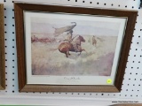 (WALL) FRAMED FREDERIC REMINGTON PRINT; 