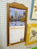 (WALL) WOODEN WALL CALENDAR FRAME; FITS AROUND A STANDARD WALL CALENDAR, WITH A DOUBLE ARCHED TOP