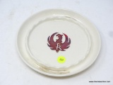 RUGER PORCELAIN ASHTRAY; WHITE PORCELAIN ASHTRAY IS ROUND AND HAS THE RED BIRD SYMBOL WITH AN 