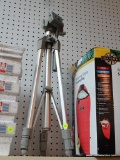 TRIPOD; QUANTARAY BY SUNPAK CAMERA TRIPOD IN GRAY AND SILVER. IS ADJUSTABLE IN HEIGHT. MODEL