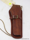 LEATHER GUN HOLSTER; BROWN LEATHER RUGER SINGLE SIX HOLSTER, MEASURES 9 TOTAL INCHES LONG. RETAILS