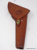 LEATHER GUN HOLSTER; RUGER PRACTICAL HOLSTER IN ORIGINAL WRAPPING, CAT NO HN7, WILL FIT 7.5 IN OLD