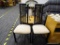 BLACK LACQUER SIDE CHAIRS; TOTAL OF 2. SQUARED SLENDER BACKS WITH VERTICAL SLATS EXTENDING TO THE