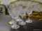 CUT CRYSTAL WINE STEMS; TOTAL OF 5 MATCHING BRILLIANTLY CUT WHITE WINE STEMWARE. QUILTED STARBURST