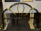 BLACK AND GOLD SHELL SHAPED METAL BED; INCLUDES HEADBOARD AND FOOTBOARD. IS A QUEEN SIZE. IN VERY