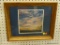 (WALL) FRAMED PHOTOGRAPH; DEPICTS MORNING SUNRISE ON THE BEACH. A VERY BEAUTIFUL ACCENT PIECE TO ANY