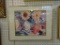 (WALL2) FRAMED STILL LIFE PAINTING; DEPICTS FLOWERS AND FRUIT SITTING ON PLATES AND IN VASES. DOUBLE