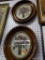 (WALL2) PAIR OF EMBROIDERED DECORATIONS; 2 FLORAL FRAMED EMBROIDERY DECOR ITEMS IN OVAL MAHOGANY