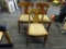 EMPIRE SIDE CHAIRS; SET OF 3 MAHOGANY FIDDLEBACK, BEIGE UPHOLSTERED SEAT, AND SABER LEGGED SIDE