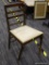 FOLDING SIDE CHAIR; RETRO FOLDING SIDE CHAIR WITH CREAM VINYL SEAT. MADE BY LORRAINE FURNITURE CO. 1