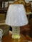 LEAD CRYSTAL BASE TABLE LAMP; MADE IN YUGOSLAVIA, HAS BRAND NEW SOLID TRUE WHITE PLEATED LAMPSHADE,