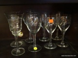 ASSORTED WINE STEMS; TOTAL OF 8, INCLUDES 2 MATCHING PAIRS, AS WELL AS A SET OF 4. A MIX OF WHITE