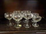 MARTINI AND DESSERT STEMWARE; SET OF 7 TOTAL PIECES, 5 OF WHICH ARE MARTINI SIZE AND SHAPE, AND 2