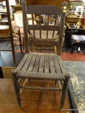 LADDER BACK SLATTED SEAT SIDE CHAIR; VINTAGE SIDE CHAIR THAT WOULD BE A GREAT CANDIDATE FOR A DIXIE