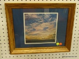 (WALL) FRAMED PHOTOGRAPH; DEPICTS MORNING SUNRISE ON THE BEACH. A VERY BEAUTIFUL ACCENT PIECE TO ANY