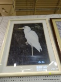 (WALL2) FRAMED HERON LITHOGRAPH; TITLED 