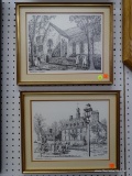 (WALL2) PAIR OF WILLIAMSBURG, VA PRINTS; 1 OF BRUTON PARISH CHURCH AND 1 OF THE GOVERNOR'S PALACE.