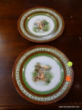 PORTRAIT PLATES; PAIR OF VINTAGE PORTRAIT PLATES. 1 DEPICTS A COUPLE FISHING AND 1 DEPICTS A COUPLE