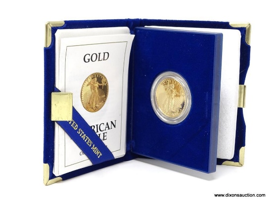 1992 AMERICAN EAGLE $25 GOLD COIN, UNCIRCULATED, WITH COA & IN PRESENTATION BOX, ONE-HALF OUNCE