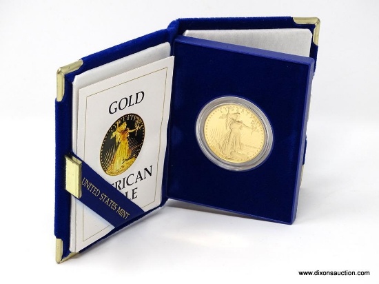 AMERICAN EAGLE $50 GOLD COIN, UNCIRCULATED, WITH COA & IN PRESENTATION BOX, ONE OUNCE PROOF GOLD