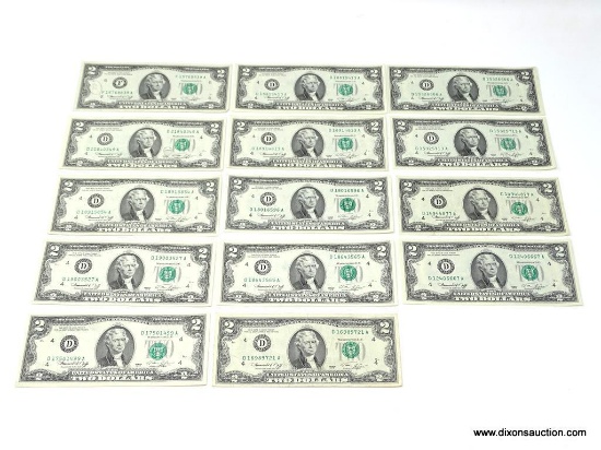 $24 FACE VALUE 1976 $2 BILLS (12- $2 BILLS)