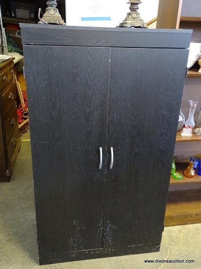 (R1) CABINET; 2 DOOR CABINET WITH INTERIOR COMPUTER DESK, BLACK LAMINATE- 31"W X 20"L X 55"H