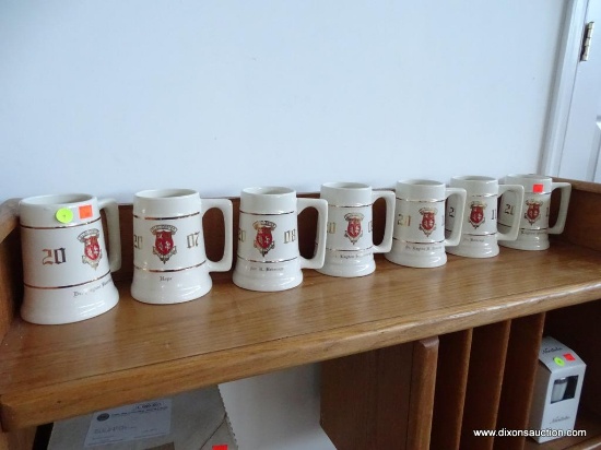 (R1) BEER MUGS; 7 GLOUCESTER HIGH SCHOOL BEER MUGS IN CONSECUTIVE YEARS FROM 2006-2013