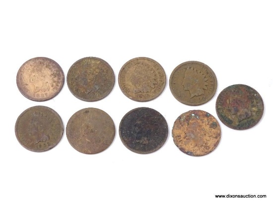 LOT OF (9) ASSORTED INDIAN CENTS.