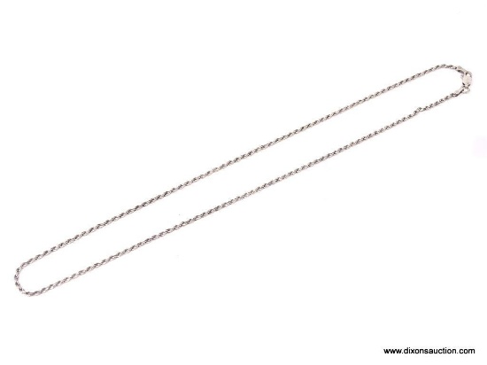 .925 STERLING SILVER UNISEX DIAMOND CUT ROPE NECKLACE.