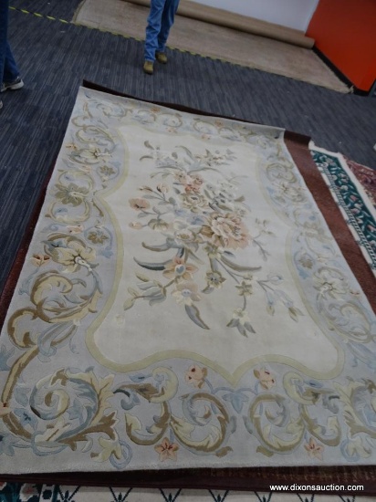 HANDMADE IN CHINA. AUBUSSON ANTOINETTE BY CAPEL. COLOR IS EGGSHELL. MADE FROM 100% NEW ZEALAND WOOL.