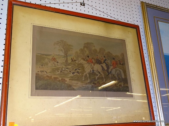 VINTAGE PRINT IMAGE; "BREAKING COVER" BY JOHN FREDERICK HERRING SR. CLASSIC HUNTING SCENE WITH DOGS,