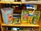 (CNTR) SHELF LOT OF SPONGEBOB ITEMS; SPONGEBOB WASTEBASKET, 3D SUNGLASSES, A LARGE METAL SPONGEBOB