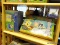 (CNTR) SHELF LOT OF SPONGEBOB ITEMS; SPONGEBOB SQUAREPANTS GAME BY MATTEL AND A SET OF SPONGEBOB