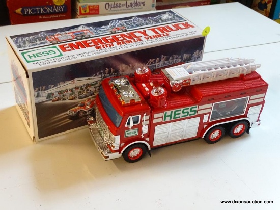 HESS EMERGENCY TRUCK; COMES WITH RESCUE VEHICLE IN THE ORIGINAL BOX
